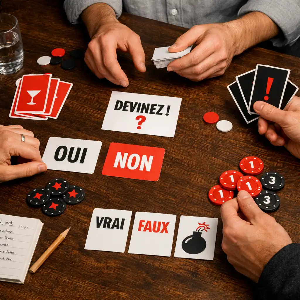 Mains autour de cartes et de jetons accessoires lors d’une animation de table